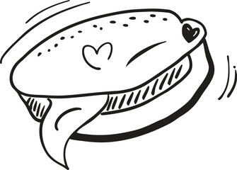 Isolated hand drawn tambourine percussion instrument sketch icon for music and entertainment themes isolated on transparent background