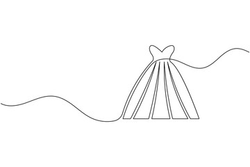 Wedding dress continuous one line art minimalist fashion illustration