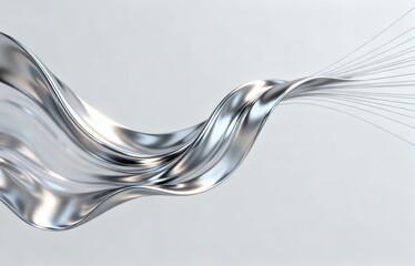 The metallic texture of the ribbon elegantly swings against a solid color background