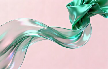 The metallic texture of the ribbon elegantly swings against a solid color background