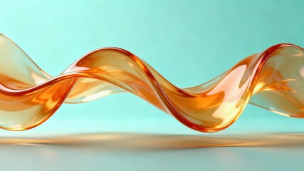 The metallic texture of the ribbon elegantly swings against a solid color background