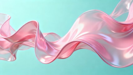 The metallic texture of the ribbon elegantly swings against a solid color background