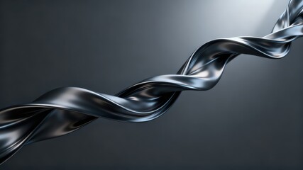 The metallic texture of the ribbon elegantly swings against a solid color background