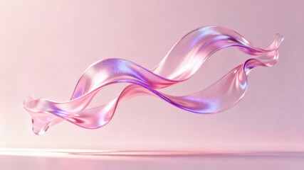 The metallic texture of the ribbon elegantly swings against a solid color background