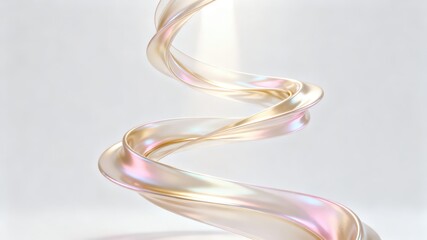 The metallic texture of the ribbon elegantly swings against a solid color background