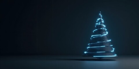 Abstract Christmas tree with glowing blue lines
