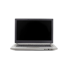 Open laptop isolated on black background