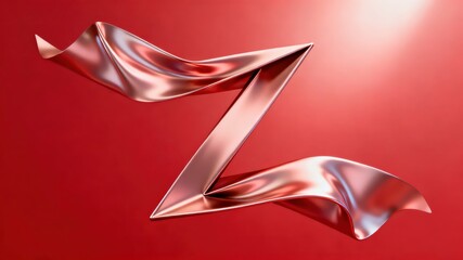 The metallic texture of the ribbon elegantly swings against a solid color background