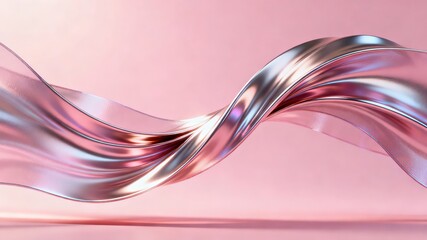 The metallic texture of the ribbon elegantly swings against a solid color background