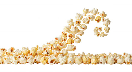 Popcorn wave against black isolated on a transparent background