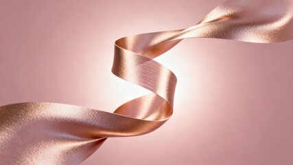 The metallic texture of the ribbon elegantly swings against a solid color background