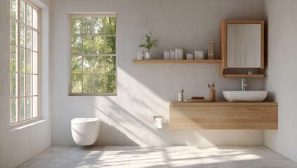 Sunny modern bathroom interior