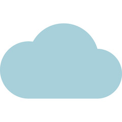 Simple Light Blue Cloud Shape Isolated on White Background Minimalist Graphic Element