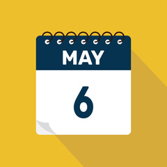 may 6 calendar icon vector illustration with design