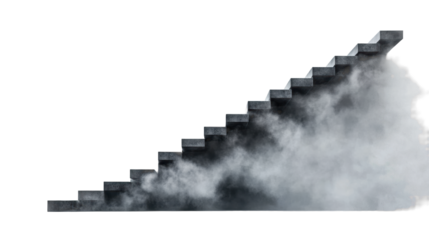 Floating Stairs in Misty Atmosphere