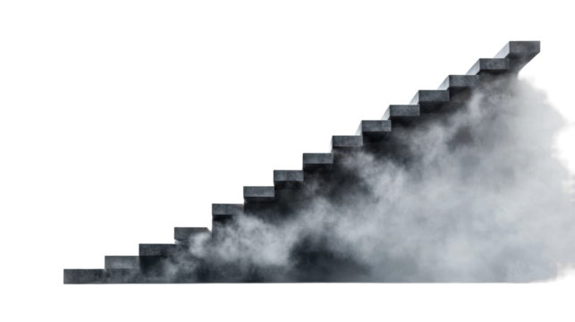 Floating Stairs in Misty Atmosphere