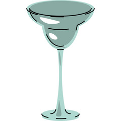 A Light Blue Margarita Glass With A Stem And A Wide Bowl Against A Transparent Background