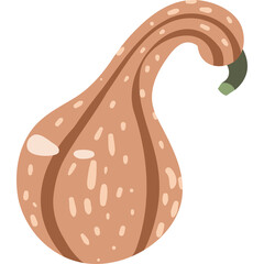 A Light Brown Gourd With Speckles And A Green Stem Isolated On A Transparent Background