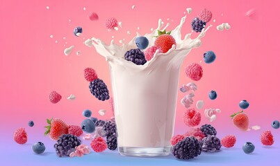 Milk with Berries in Splash