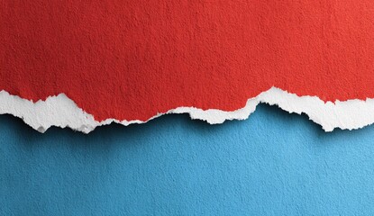 Torn paper, red and blue