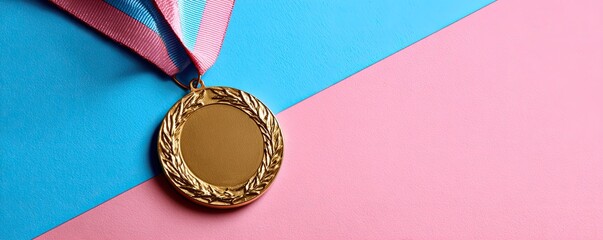 Gold medal on a vibrant color background
