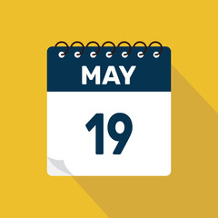 may 19 calendar icon vector illustration with design
