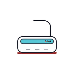 Modern router device with blue indicator lights and antenna