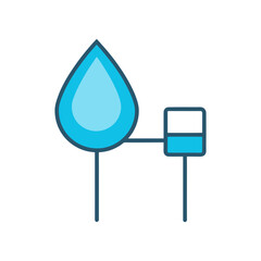 Abstract representation of a water drop connected to a meter or gauge