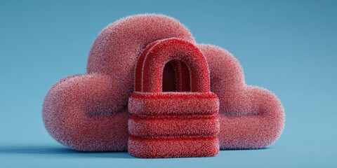 Fluffy red cloud with a lock