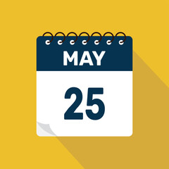 may 25 calendar icon vector illustration with design