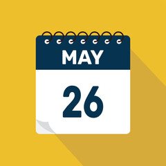 may 26 calendar icon vector illustration with design