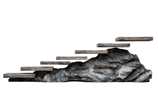 Rock Stairs on Transparent Background