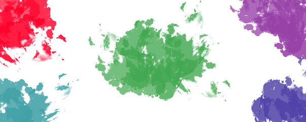 Vibrant abstract watercolor paint splatters and brush strokes background in diverse colors, artistic mess of flowing pigments forming modern dynamic pattern