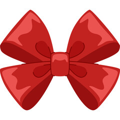A Shiny Red Bow Tie with a Glossy Texture and a Simple Knot in the Center Against a White Background