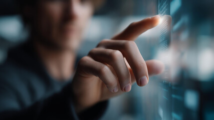 Users interacting with AI search interface defocused screen, faceless command prompt, artificial intelligence visualization, blurred digital background, problem solving detail, dat