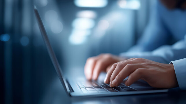 Cloud architect and engineer reviewing laptop in data center, faceless IT teamwork, storage protocol visualization, defocused server background, database strategy detail, enterpris