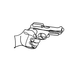 continuous line drawing hand gun