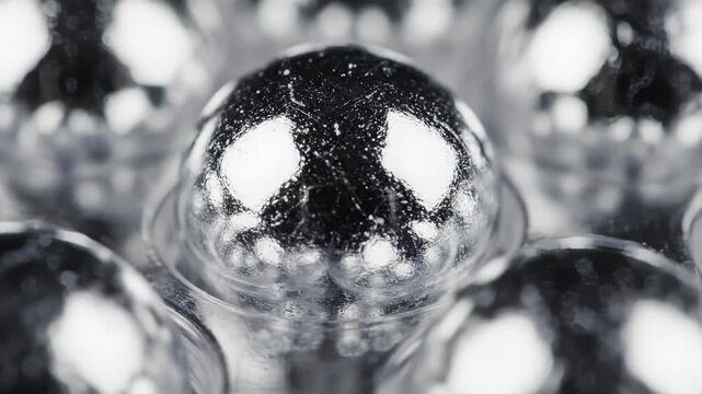 Macro View of Silver Dragee in a Plastic Container