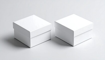 Two plain white gift boxes against a white backdrop