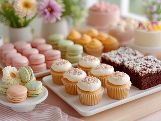 cup of coffee and cupcakes