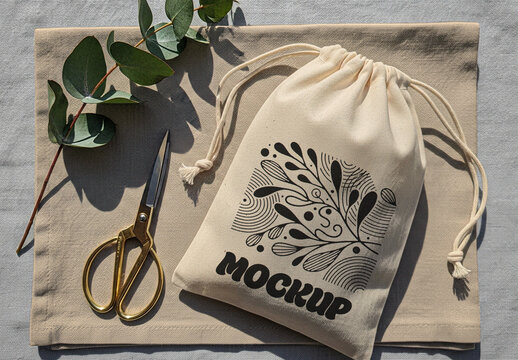 Small Linen Bag Mockup
