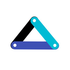 three lines in a triangular cluster shape vector logo design.triangular line logo.three lines in blue, purple and black colors