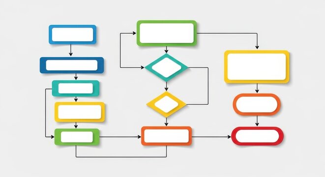 Colorful flowchart diagram with decision and process steps