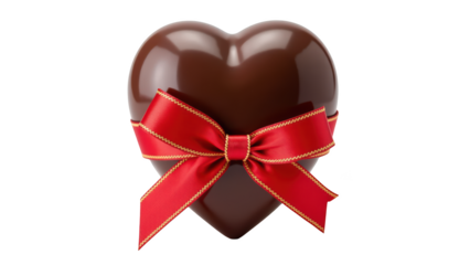Delicious chocolate heart with red ribbon, perfect for gifts and celebrations, symbolizing love and affection