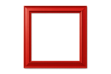 Red square frame border on transparent background, empty blank mockup for pictures, artworks, or text display