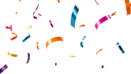 Colorful confetti in various shapes and sizes creates festive atmosphere, perfect for celebrations and parties