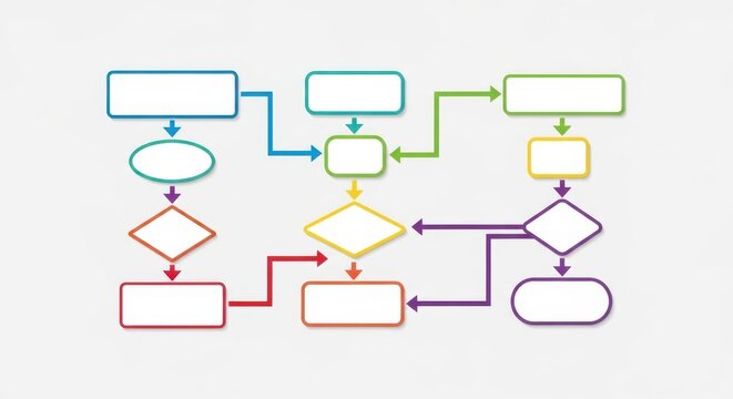 Colorful flowchart diagram with decision and process symbols