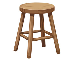 Simple wooden stool with four legs isolated on a white background