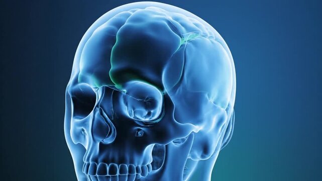 Human Skull Anatomy X-Ray Visualization for Medical Education.