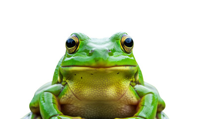 Obraz premium Green Frog Sitting Upright with Glossy Skin